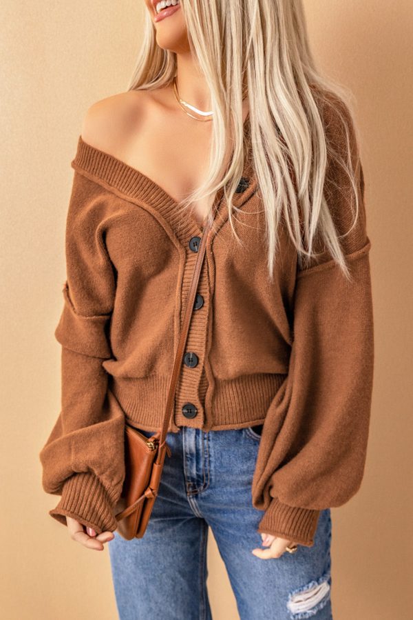 Exposed Seam Button Down Cardigan - Image 4