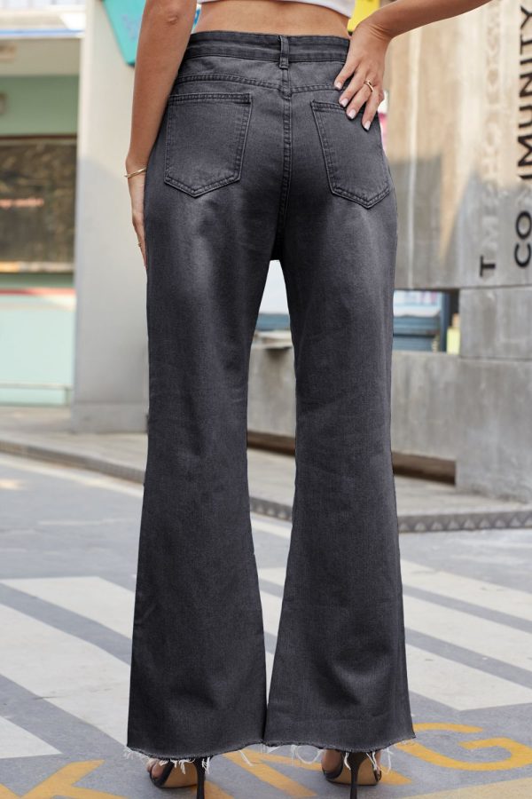 Distressed Buttoned Loose Fit Jeans - Image 2