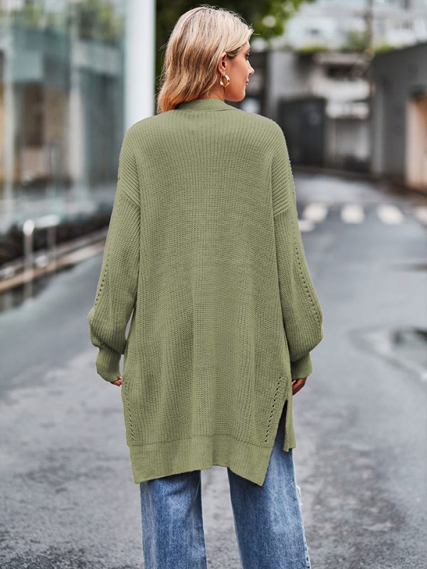 Long Sleeve Waffle-Knit Cardigan - Image 9
