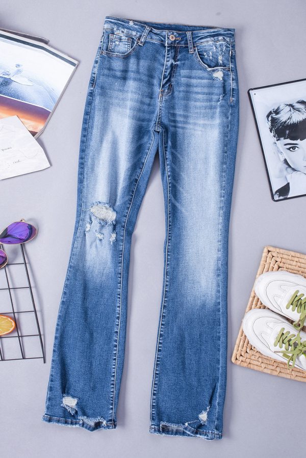 Distressed Flared Jeans with Pockets - Image 5