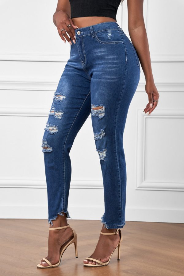 Baeful High-Rise Distressed Hem Detail Jeans - Image 5