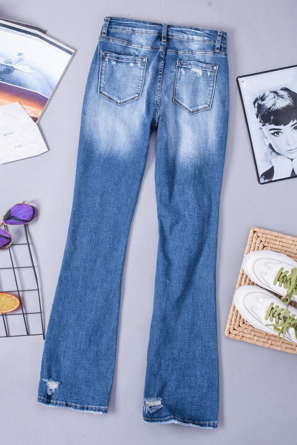 Distressed Flared Jeans with Pockets - Image 6
