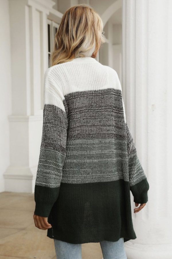 Color Block Chunky Knit Sweater Cardigan - Image 3