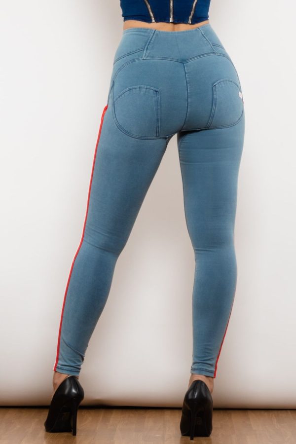 Side Stripe Contrast Zip Closure Skinny Jeans - Image 7