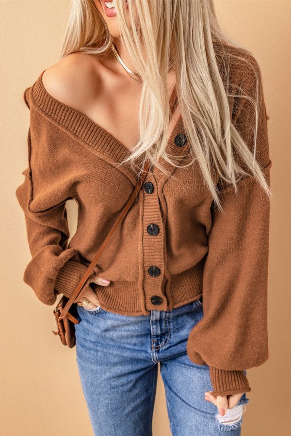 Exposed Seam Button Down Cardigan - Image 3