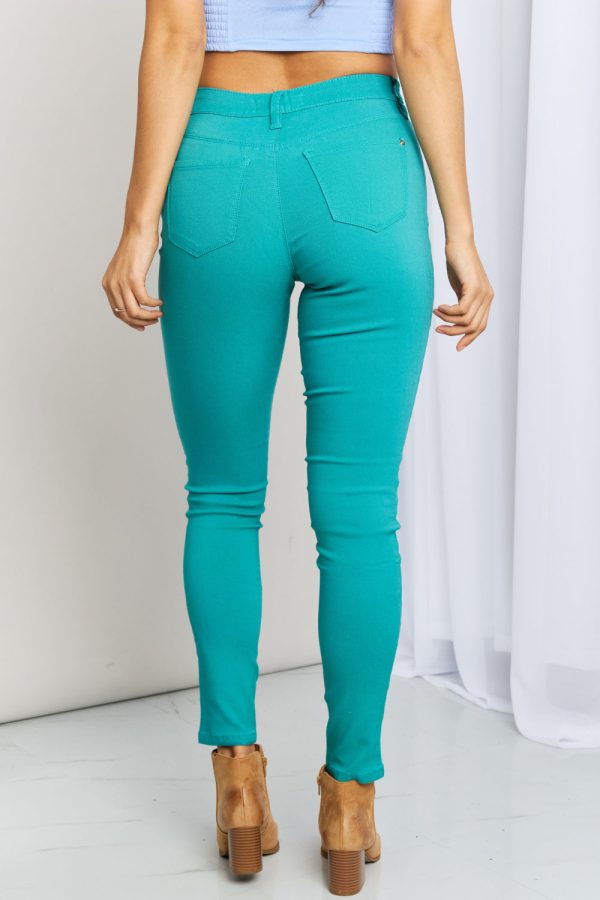 YMI Jeanswear Kate Hyper-Stretch Full Size Mid-Rise Skinny Jeans in Sea Green - Image 2