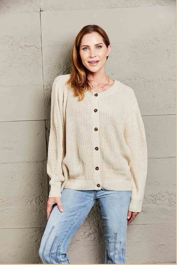Double Take Button Down Rib-Knit Reversible Sweater - Image 5