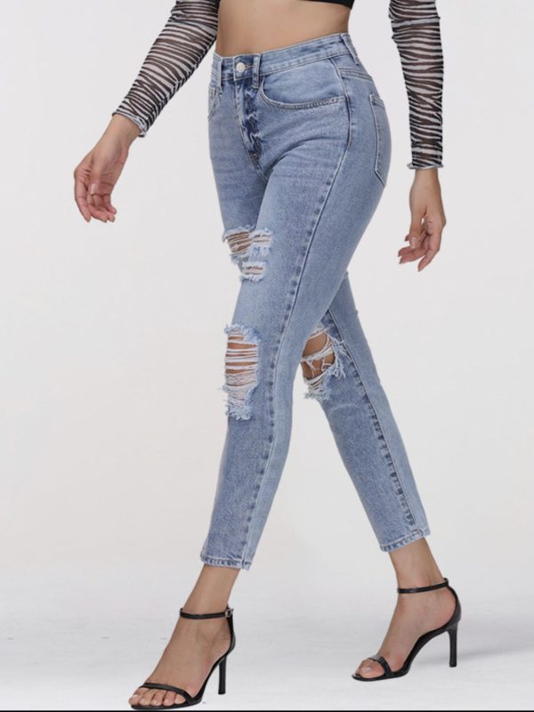 Distressed Skinny Cropped Jeans - Image 4