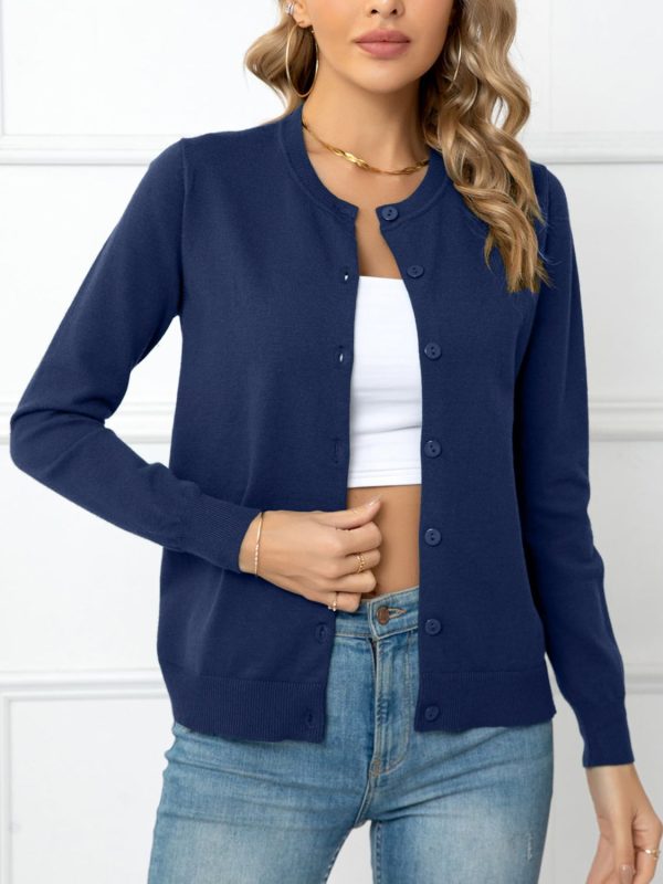 Button Down Round Neck Cardigan - Image 10