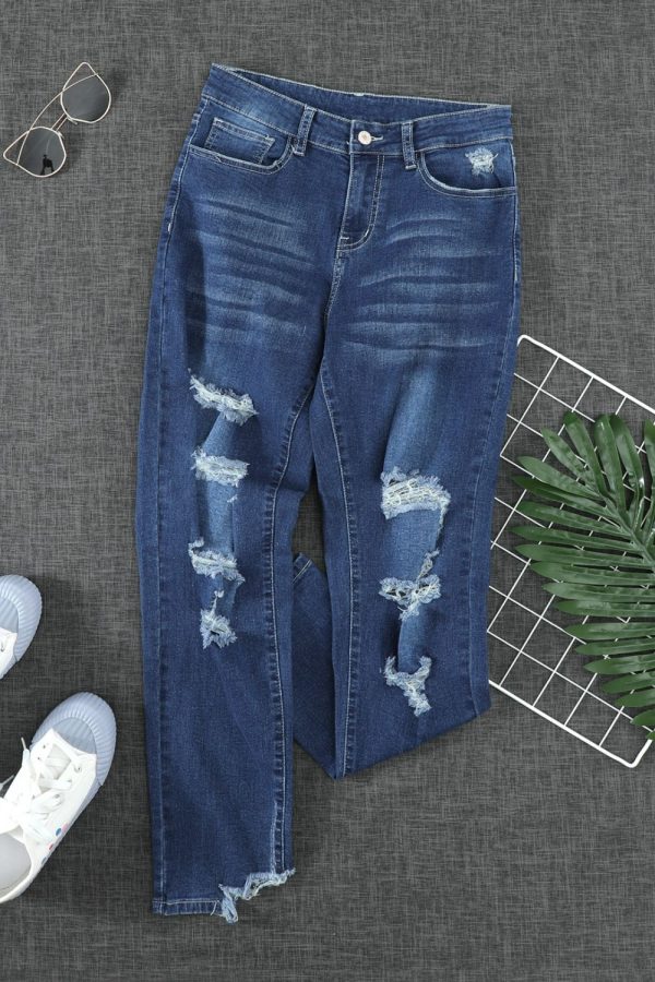 Baeful High-Rise Distressed Hem Detail Jeans - Image 7