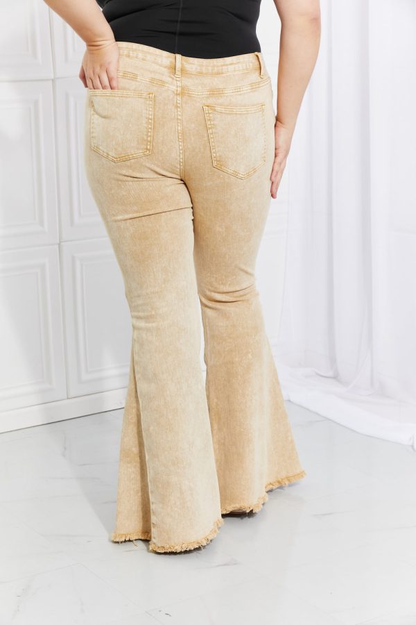Color Theory Flip Side Fray Hem Bell Bottom Jeans in Yellow - Image 9