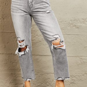 BAYEAS High Waisted Cropped Straight Jeans