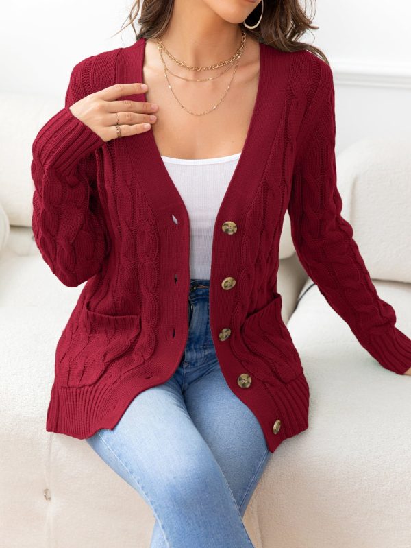 Button Down Cable-Knit Cardigan - Image 4