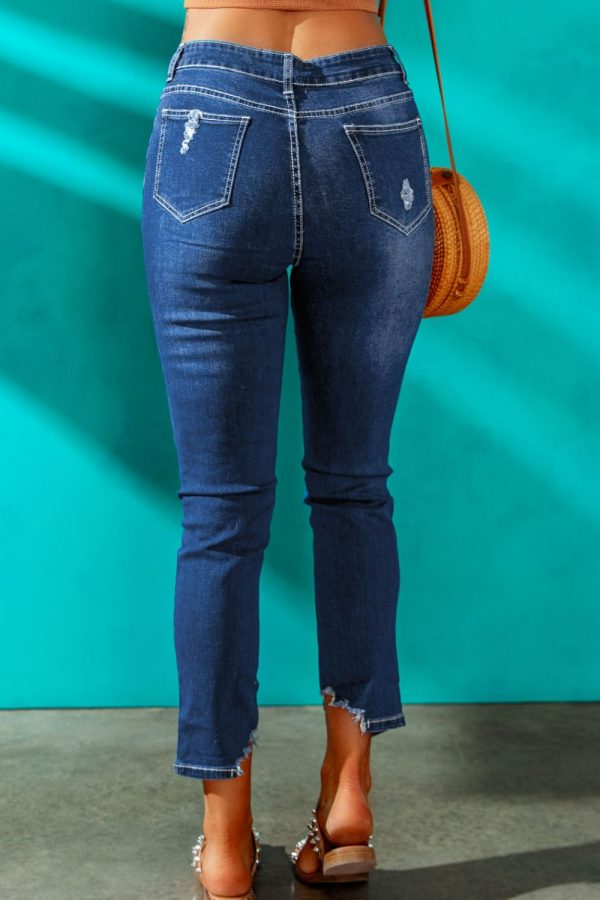 Baeful High-Rise Distressed Hem Detail Jeans - Image 2