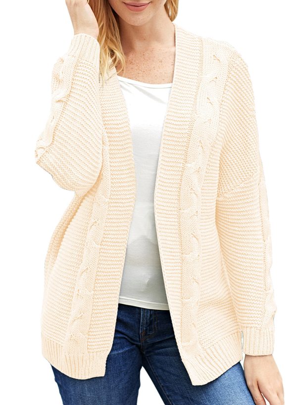 Women'S Solid Color Knitted Cardigan With Long Sleeves And Buttonless Design - Image 3