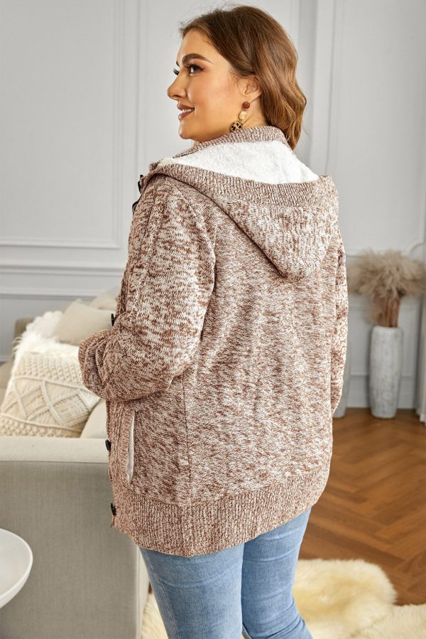 Cable-Knit Fleece Lining Button-Up Hooded Cardigan - Image 19