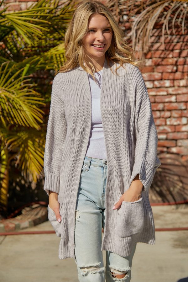 Waffle-Knit Long Sleeve Cardigan with Pocket - Image 4