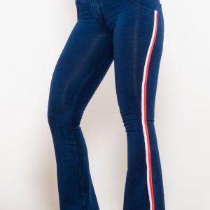 Side Stripe Buttoned Bootcut Jeans