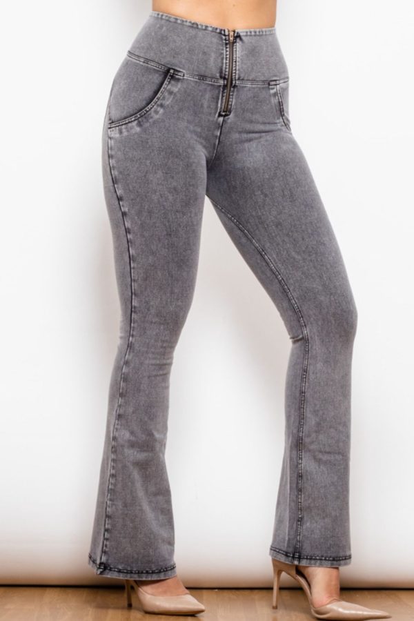 Zip Detail Flare Long Jeans - Image 3