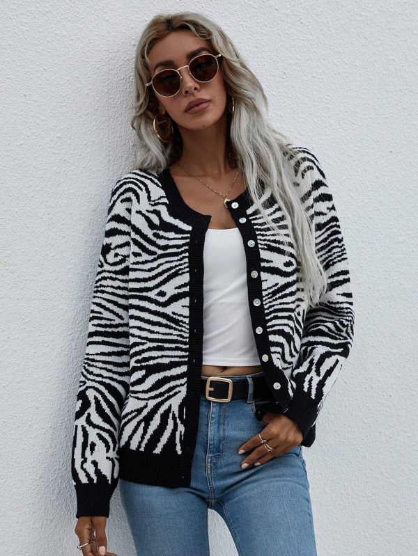 Woven Right Zebra Print Button Down Cardigan - Image 10
