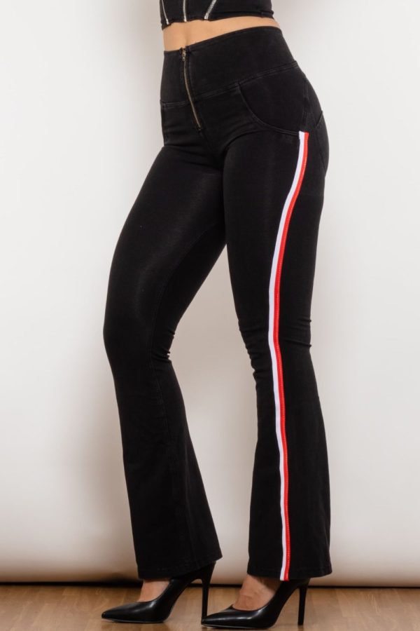 Side Stripe Zip Closure Bootcut Jeans - Image 4