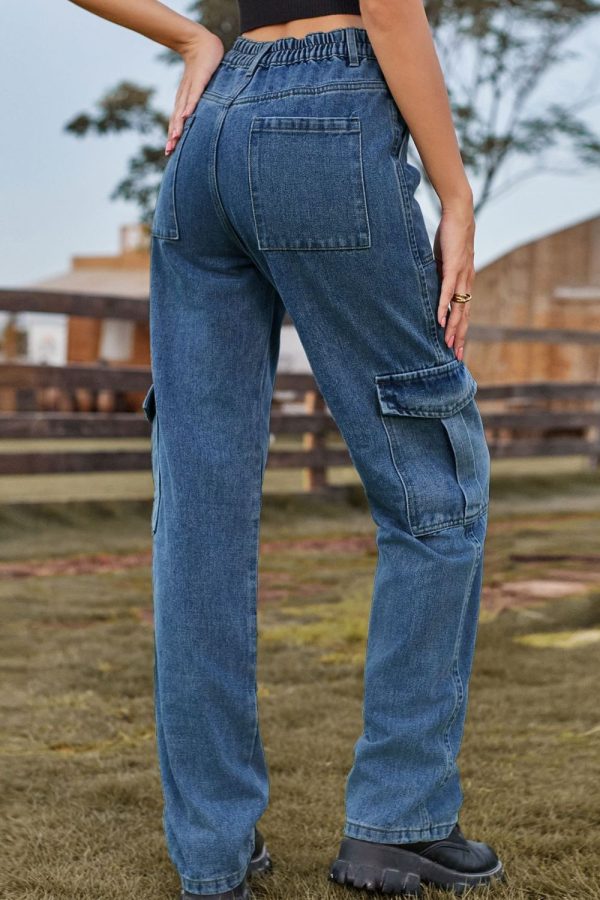 Loose Fit Long Jeans with Pockets - Image 2