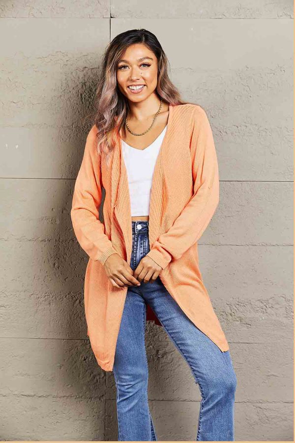 Double Take Ribbed Open Front Cardigan - Image 3