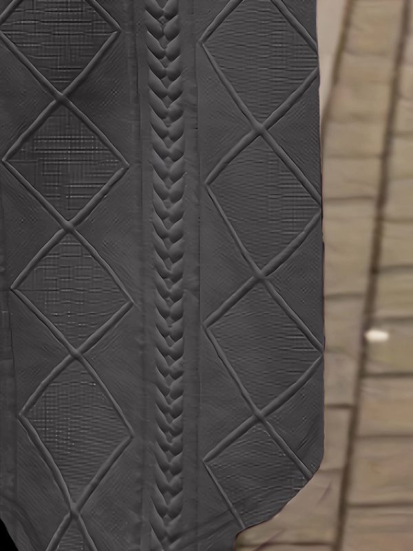 Solid Fashion Textured Open Front Hoodie Stylish ThighLength Coat - Image 8