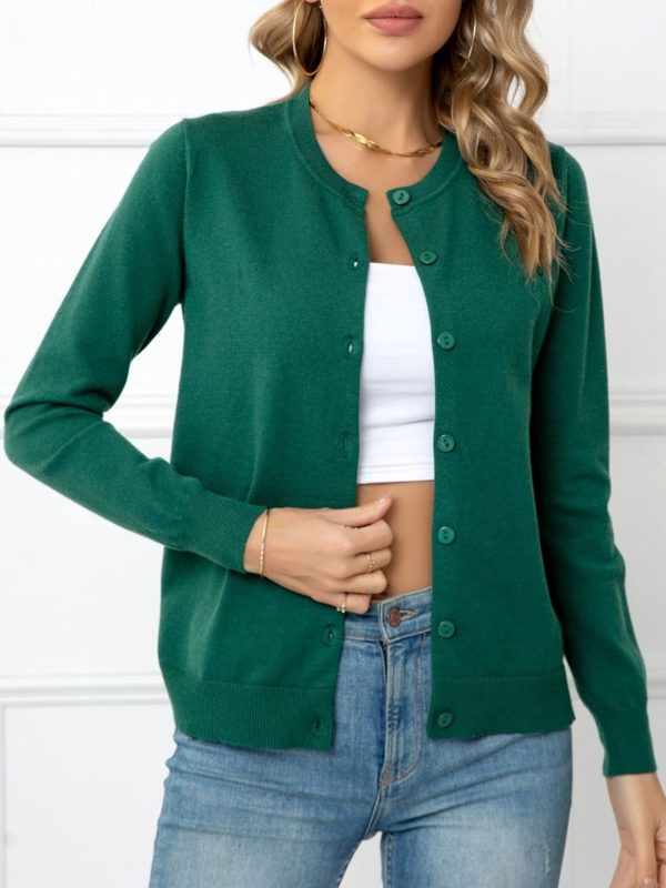 Button Down Round Neck Cardigan - Image 4