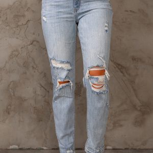 Baeful Distressed Straight Legs with Pockets