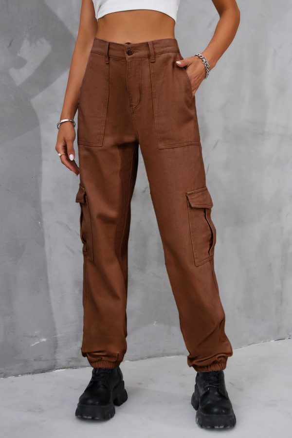 Buttoned High Waist Jeans with Pockets - Image 4