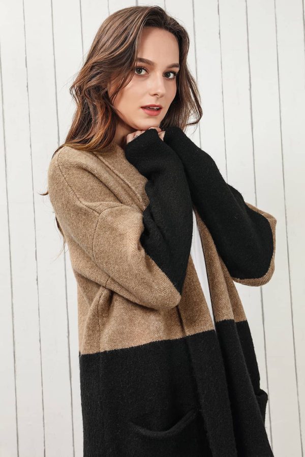 Color Block Dropped Shoulder Longline Cardigan - Image 3