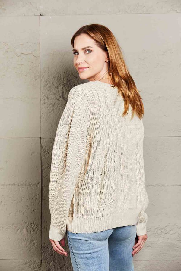 Double Take Button Down Rib-Knit Reversible Sweater - Image 2