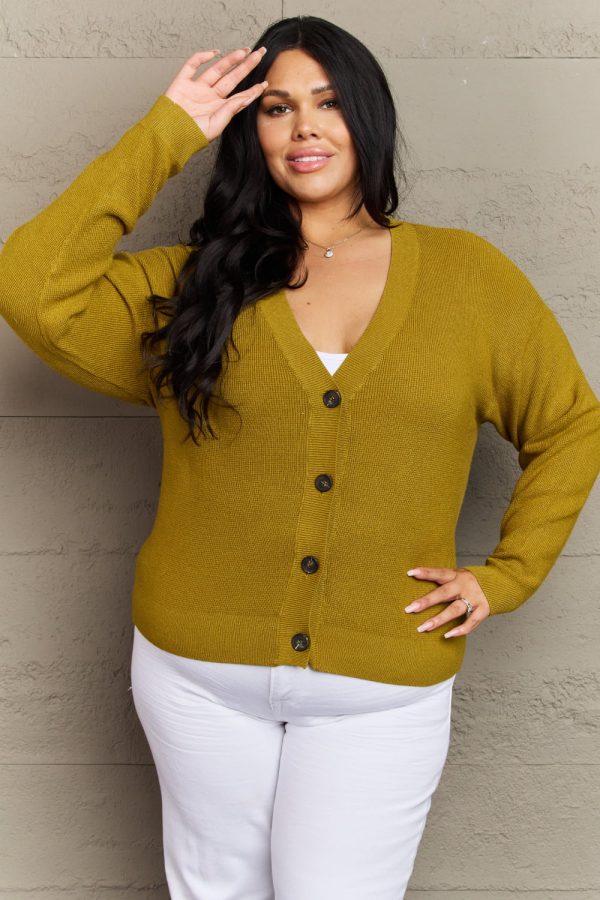 Zenana Kiss Me Tonight Full Size Button Down Cardigan in Chartreuse - Image 3