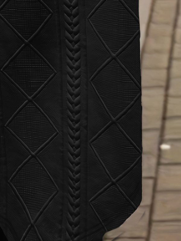 Solid Fashion Textured Open Front Hoodie Stylish ThighLength Coat - Image 10