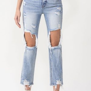 Lovervet Full Size Amari Destroyed High Rise Crop Straight Jeans