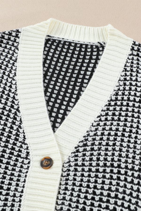 Woven Right Waffle-Knit Drop Shoulder Button-Down Cardigan - Image 6