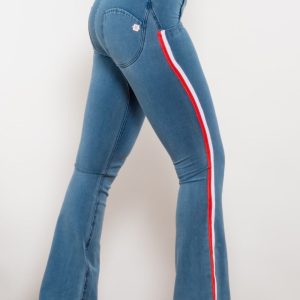 Side Stripe Zip Closure Bootcut Jeans