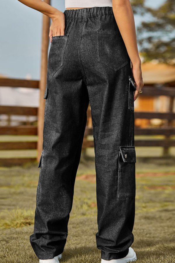 Buttoned Slim Fit Long Jeans with Pockets - Image 8
