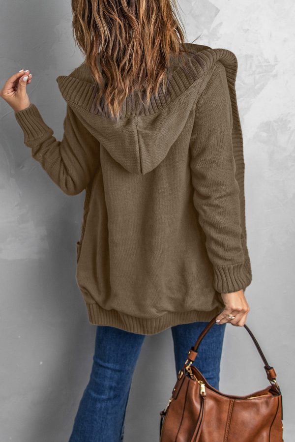 Button Front Hooded Cardigan with Pockets - Image 5