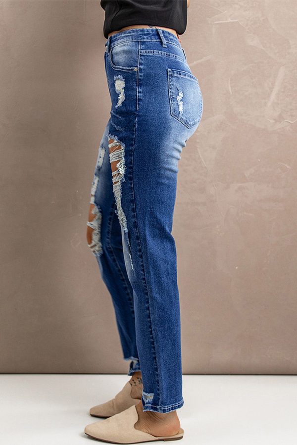 Baeful Distressed High-Rise Jeans with Pockets - Image 4