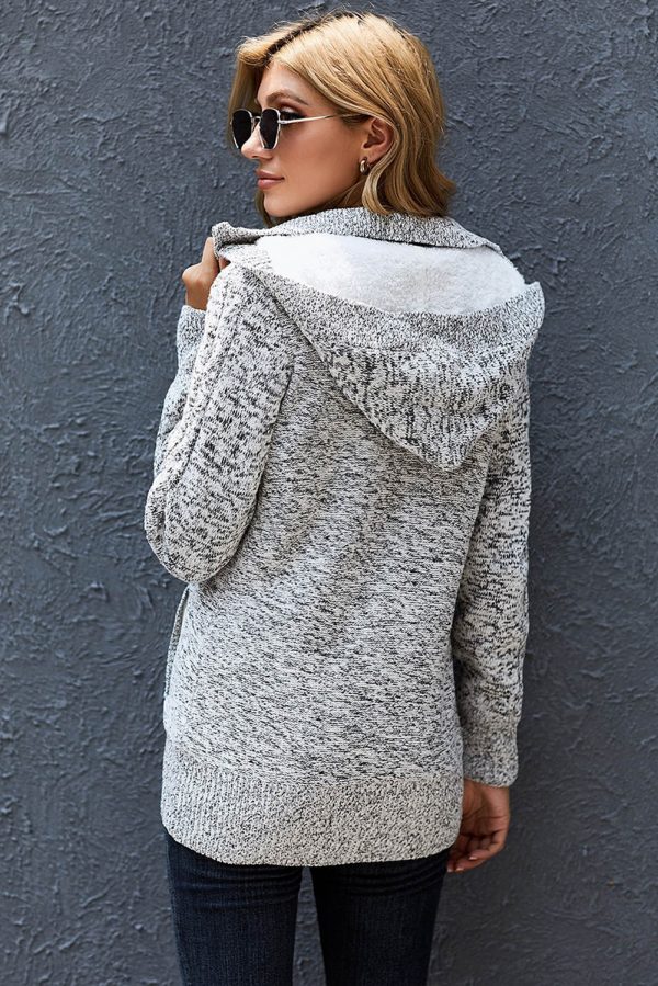 Cable-Knit Fleece Lining Button-Up Hooded Cardigan - Image 12