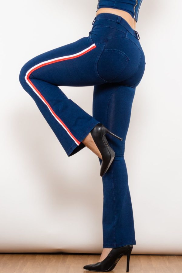 Side Stripe Buttoned Bootcut Jeans - Image 6