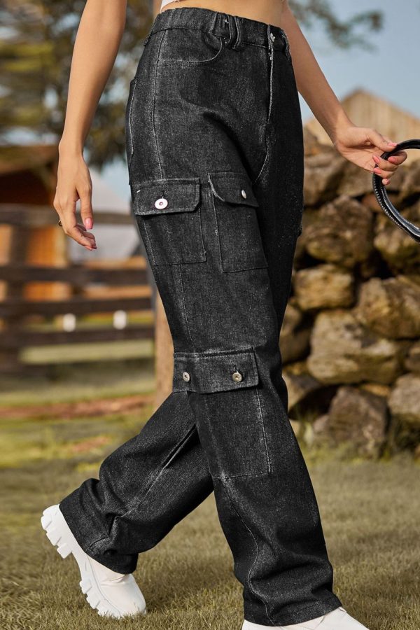 Buttoned Slim Fit Long Jeans with Pockets - Image 7