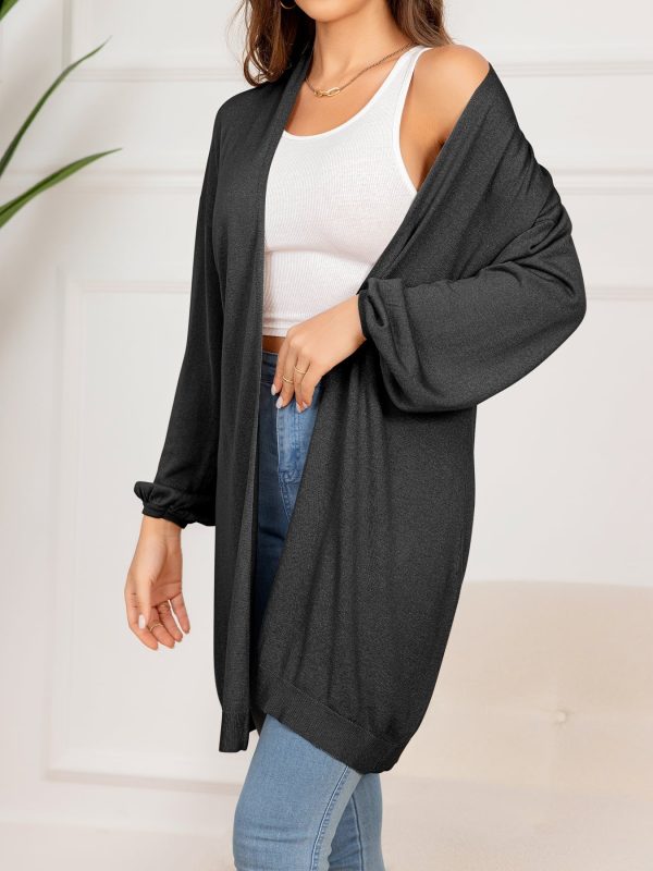 Dropped Shoulder Open Front Longline Cardigan - Image 4