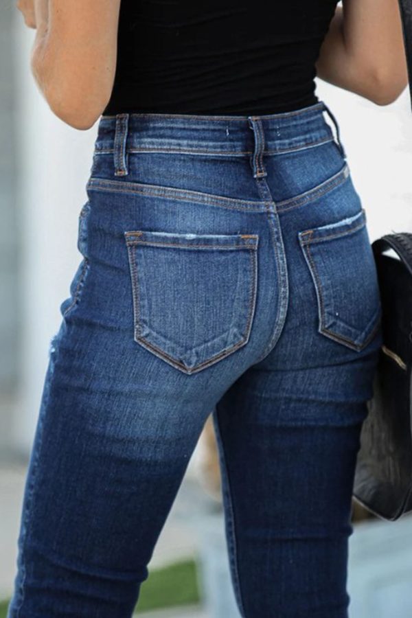 Buttoned Distressed Skinny Jeans - Image 3