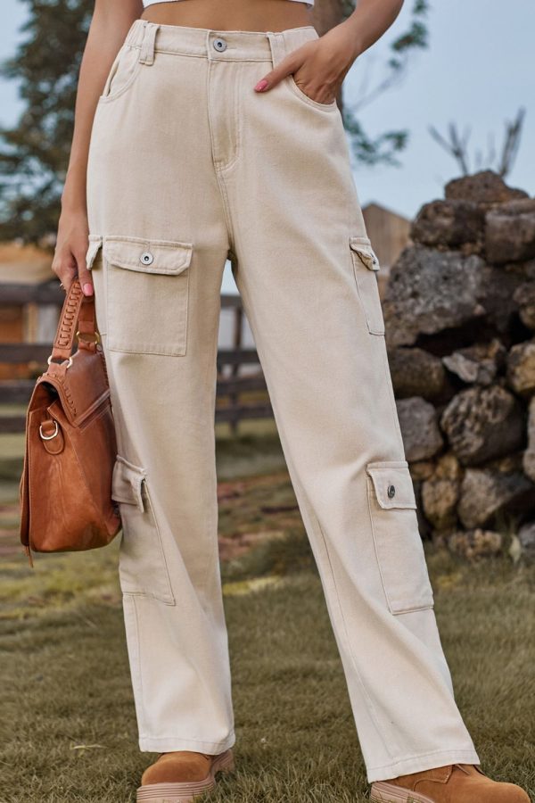 Buttoned Slim Fit Long Jeans with Pockets - Image 9