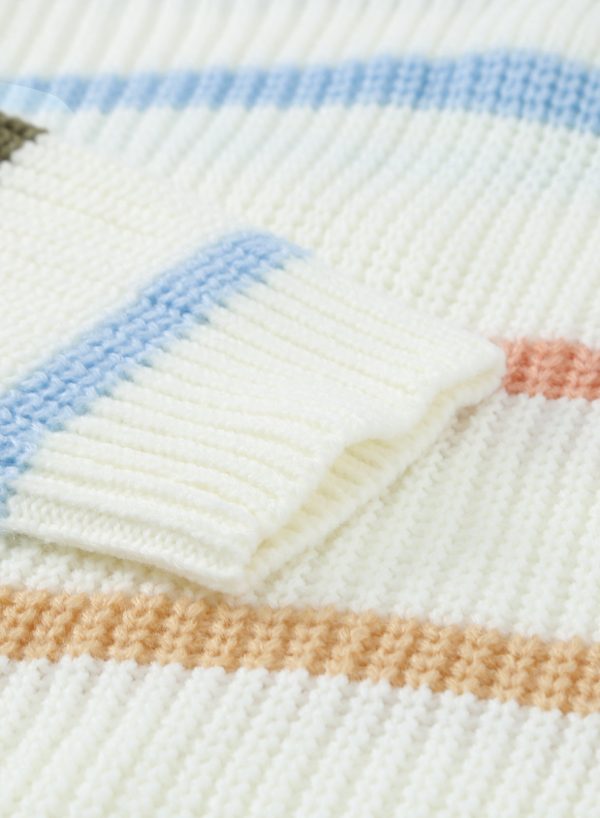 Woven Right Striped Rib-Knit Open Front Pocketed Cardigan - Image 5