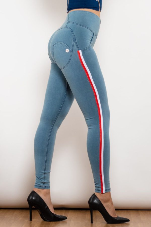 Side Stripe Contrast Zip Closure Skinny Jeans - Image 5