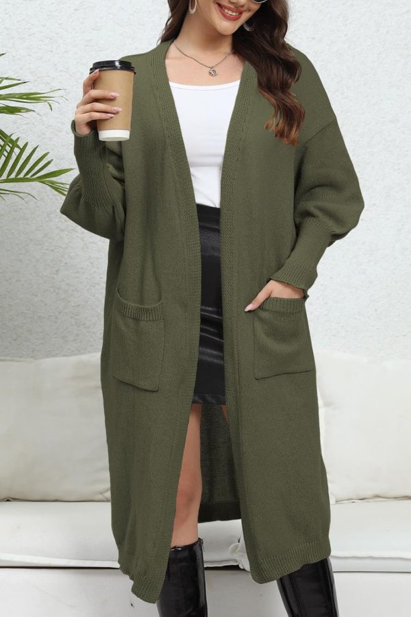 Open Front Dropped Shoulder Cardigan - Image 4
